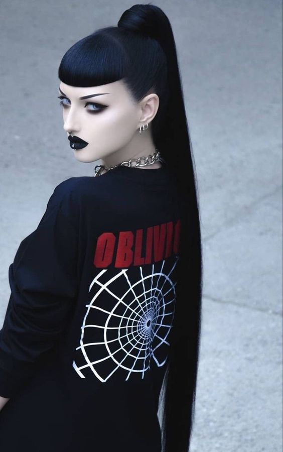 goth hair single ponytail