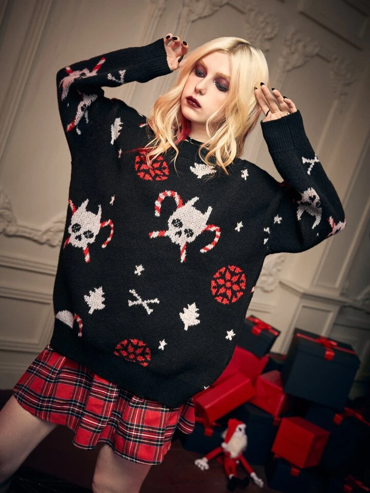 goth ugly christmas sweater
