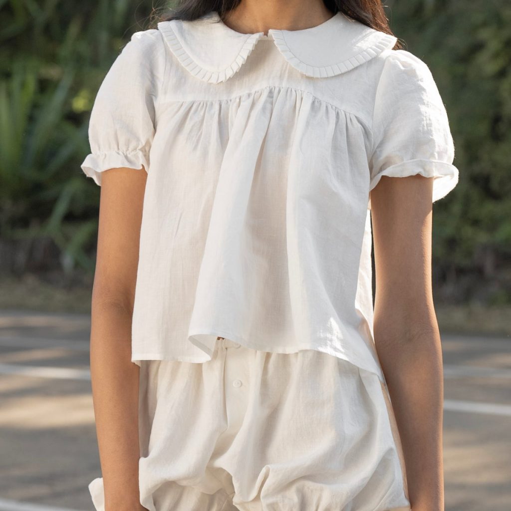 	
white babydoll blouse