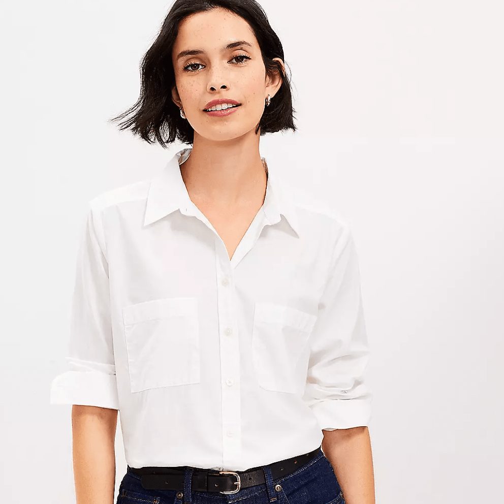 	
white button down shirt women's