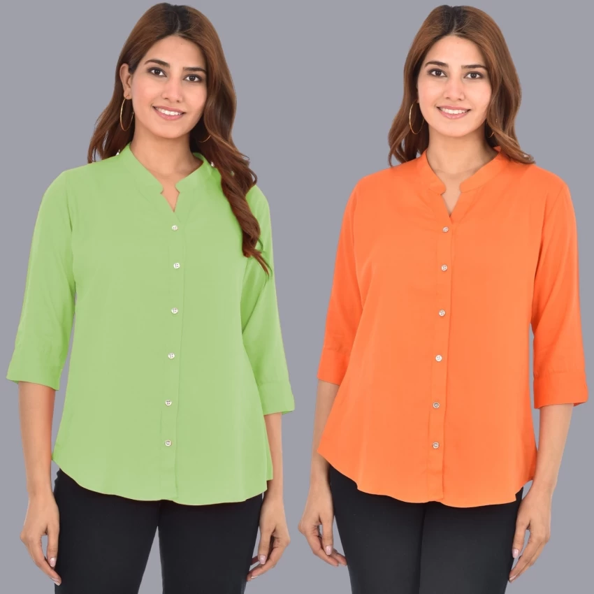 women’s green and orange shirt