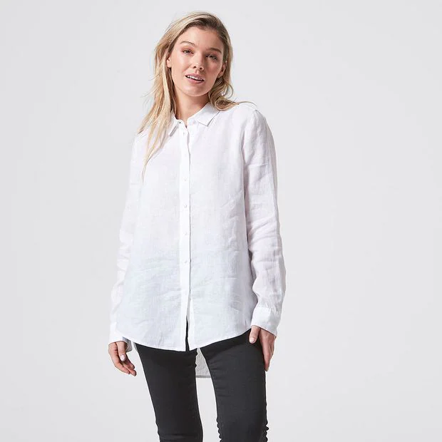 long sleeve linen shirt womens