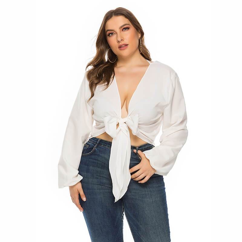 plus size white blouse