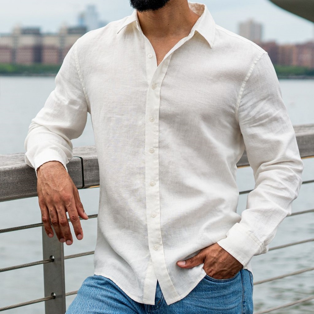 white linen shirt